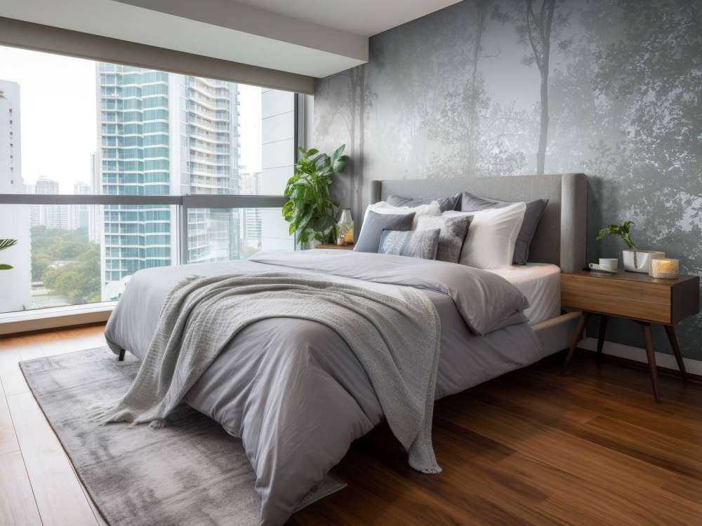 Gęsta mgła w lesie