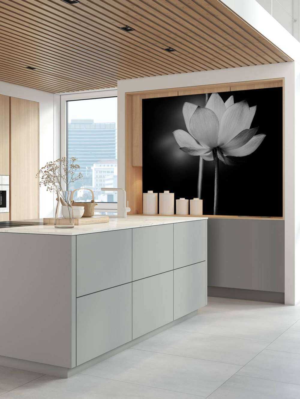 Kwiaty lotosu czarno-białe