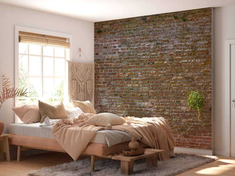 Stary kamienny mur miejski z roślinnością