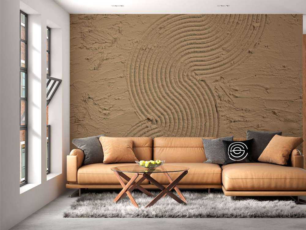 Organiczne linie i struktury obszycia w kolorze złotego brązu