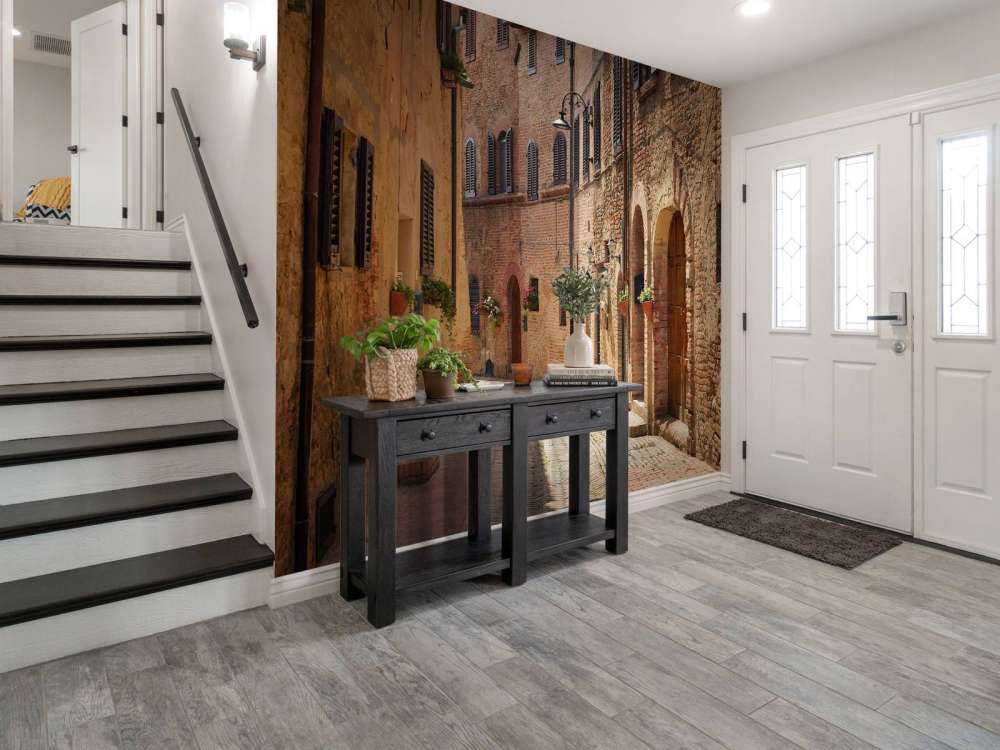 Klasyczna ulica z kwiatami