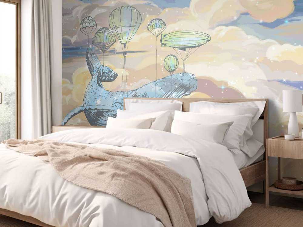 Wieloryb ze swoimi balonami na gorące powietrze