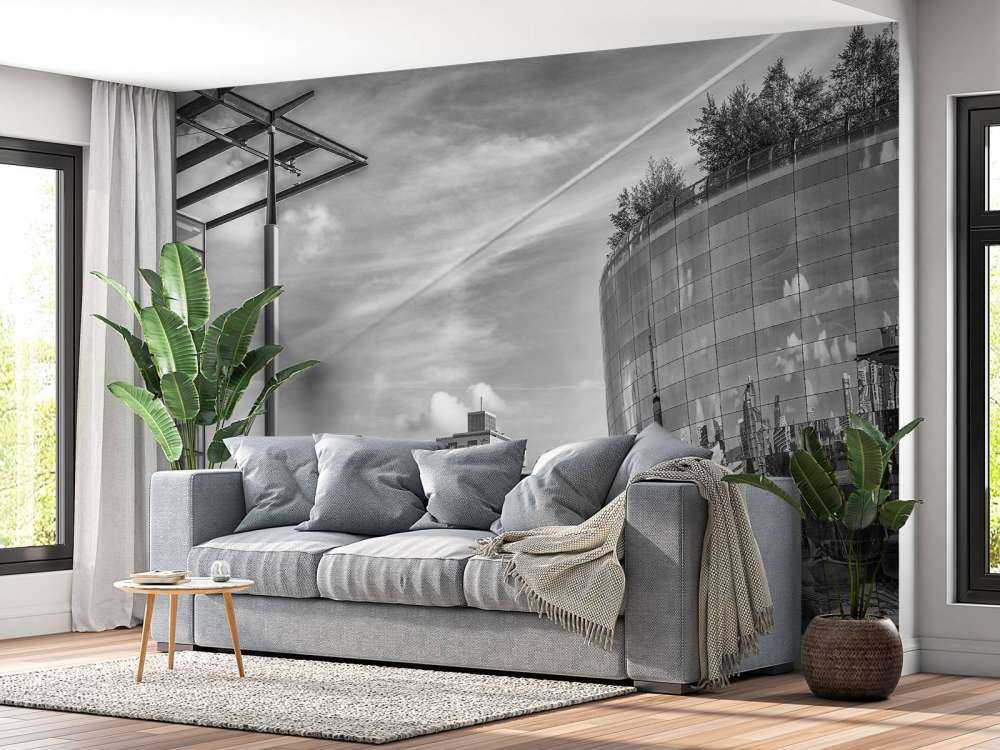 Zajezdnia muzealna w Rotterdamie w czerni i bieli 