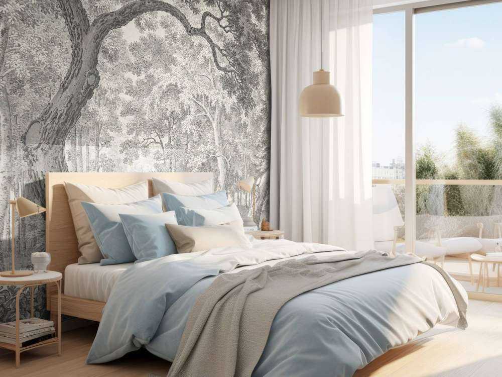 Widok na las z dwoma jeleniami