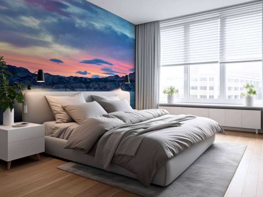 Jezioro z zachodem słońca