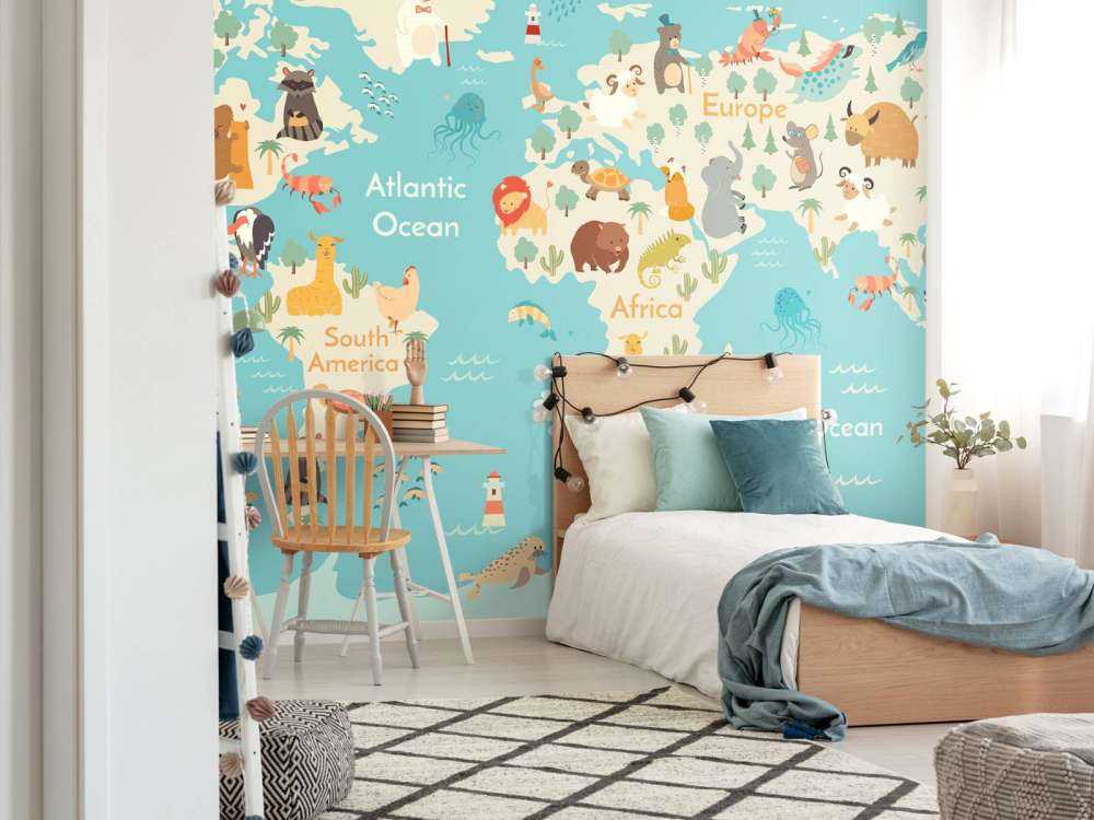 Mapa świata ze zwierzętami