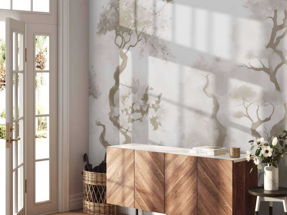 Kwitnące drzewa Szare