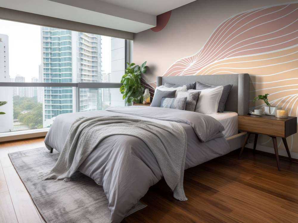 Lineart góry z słońcem