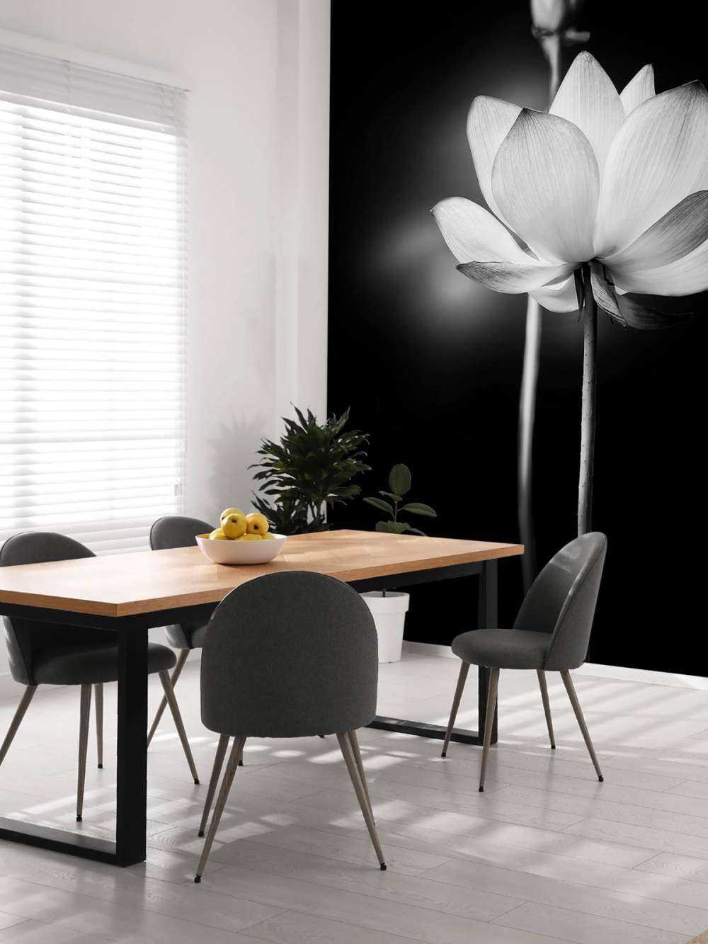 Kwiaty lotosu czarno-białe