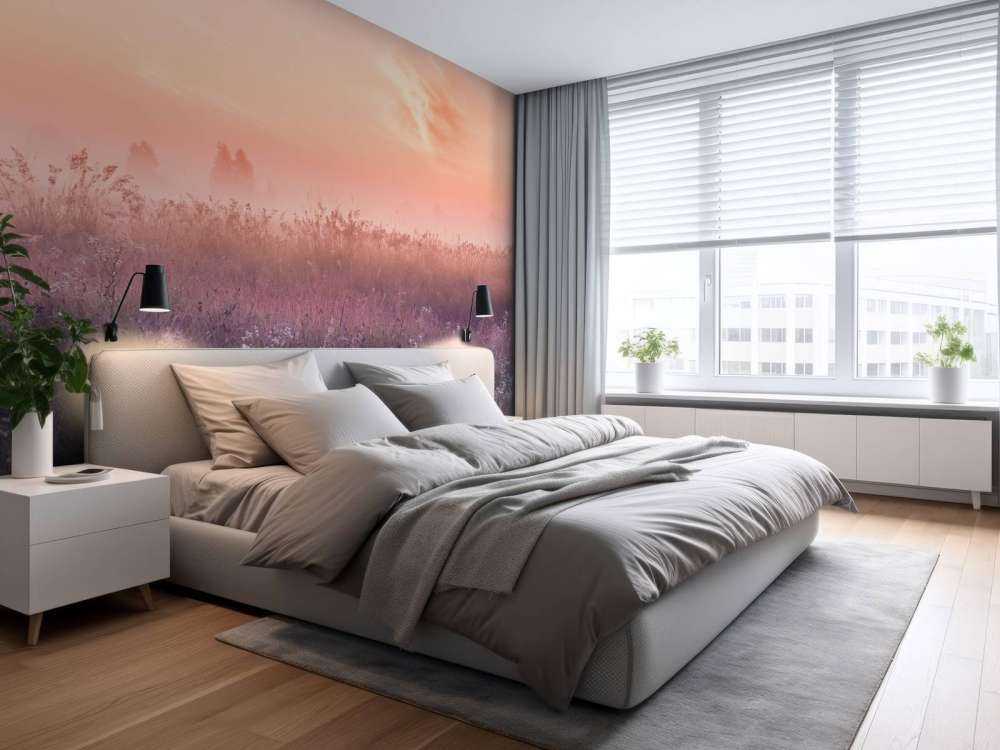 Pole z poranną mgłą