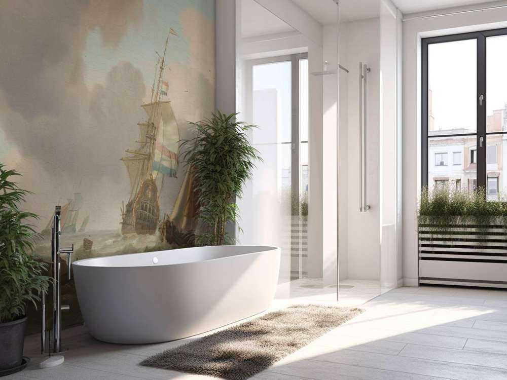 Skaliste morze ze statkami