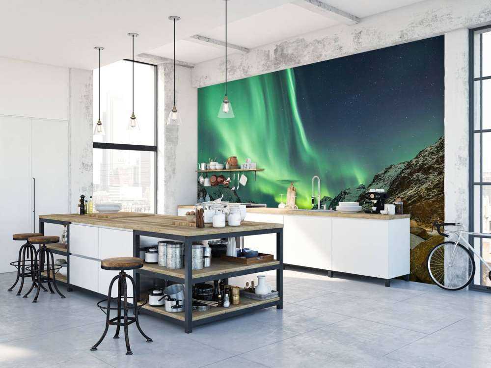 Światła północne między dwoma fiordami