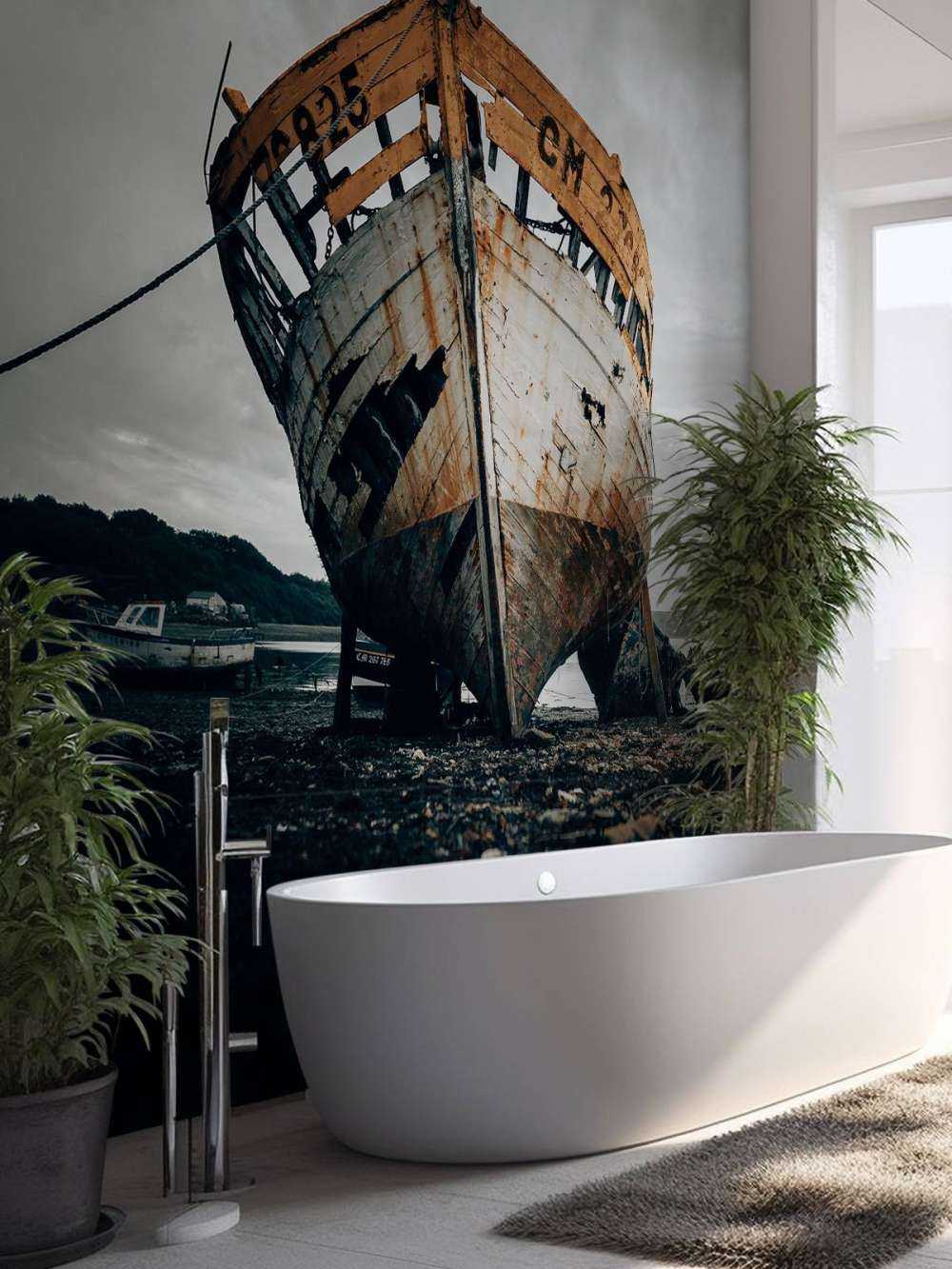 Stary zardzewiały wrak statku