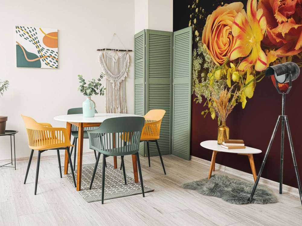 Girlanda z ułożonych kwiatów