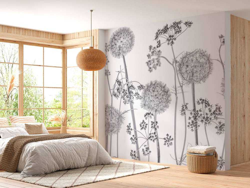 Kwiaty łąkowe w czerni i bieli