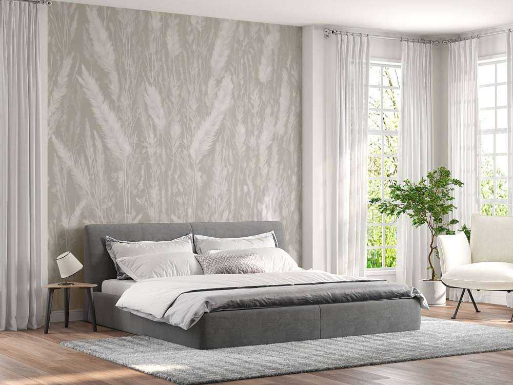 Ściana traw polowych - szara