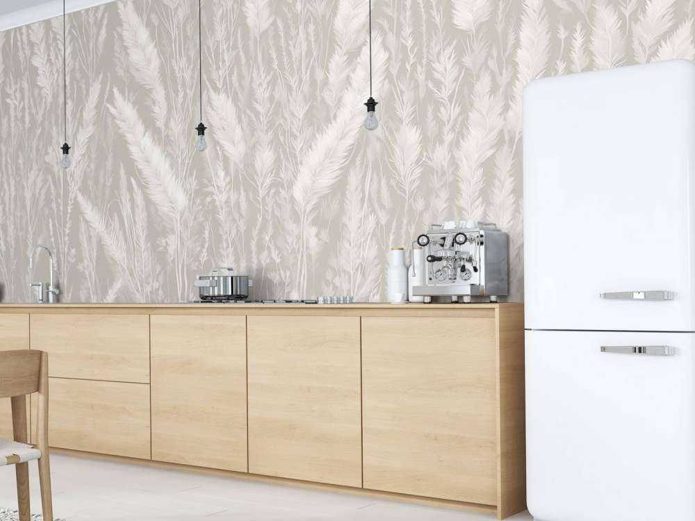 Ściana traw polowych - szara