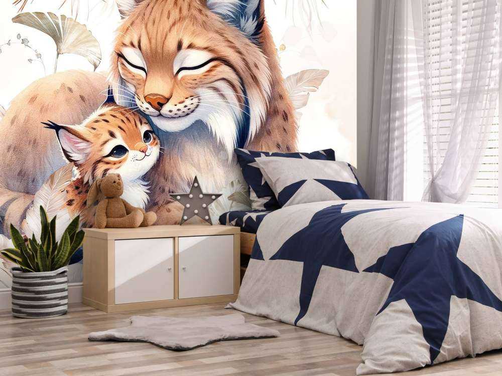 Kochająca ryś z młodym