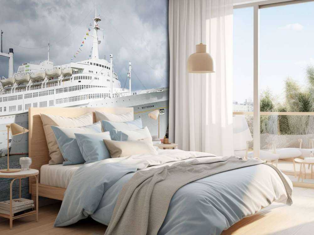 Stylowy oceaniczny olbrzym w porcie