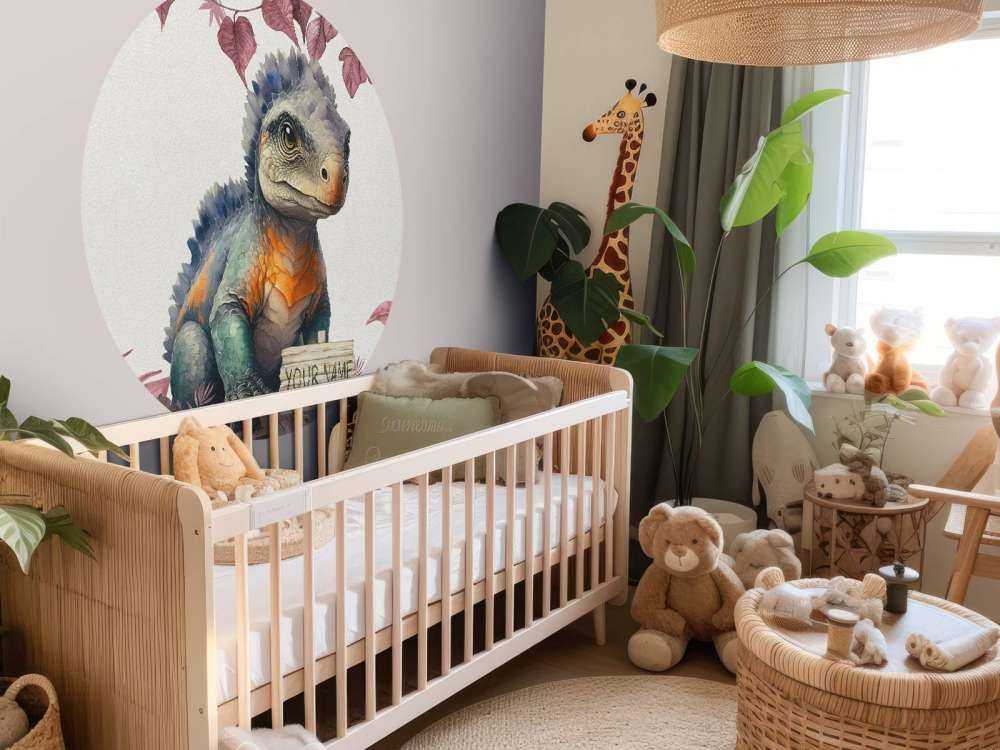 Młody ankylozaur w różowej dżungli