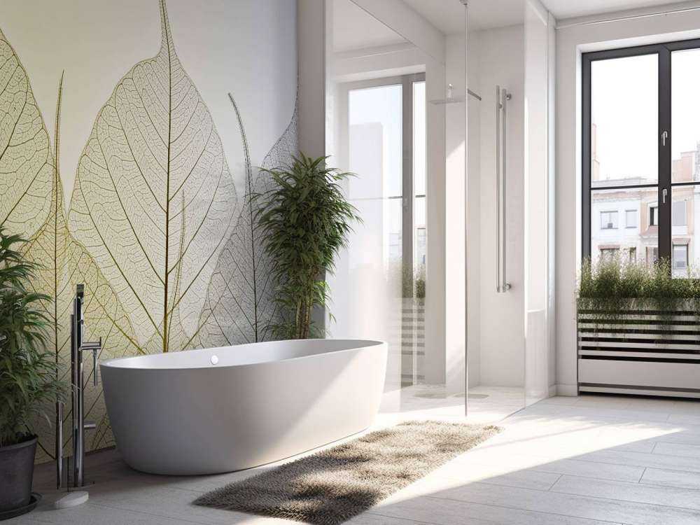 Skeleton leaves on coloured background