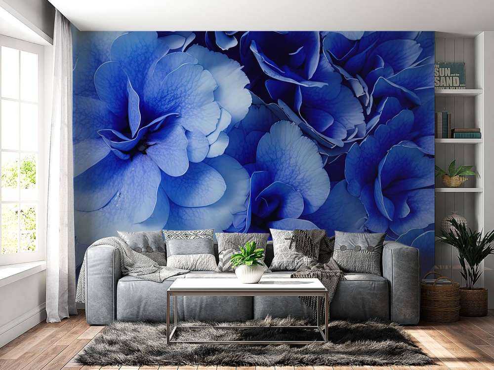 Zbliżenie na niebieskie hortensje