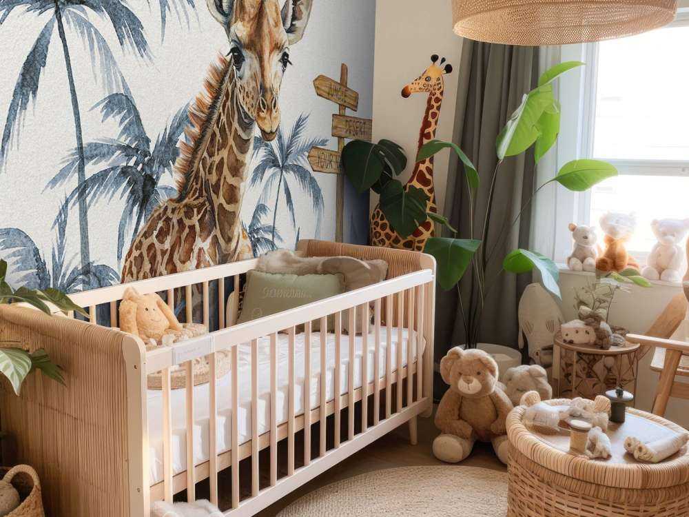 Mała żyrafa w dżungli w kolorze niebieskim