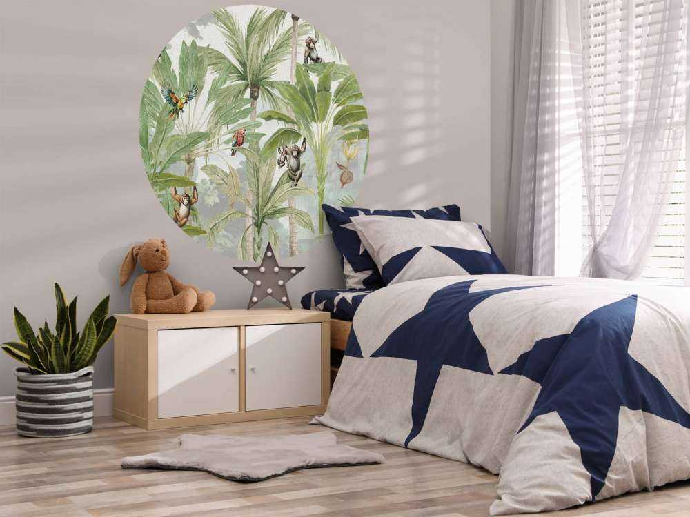 Dżungla z małpami i papugami w kolorze