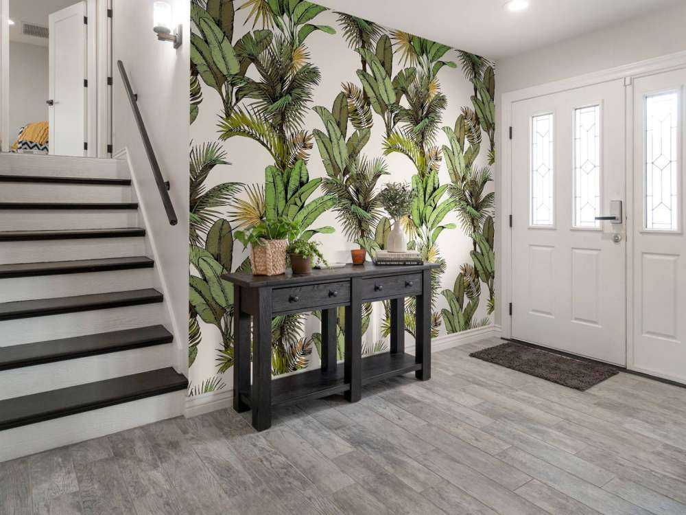 Tropikalne liście palm i bananów