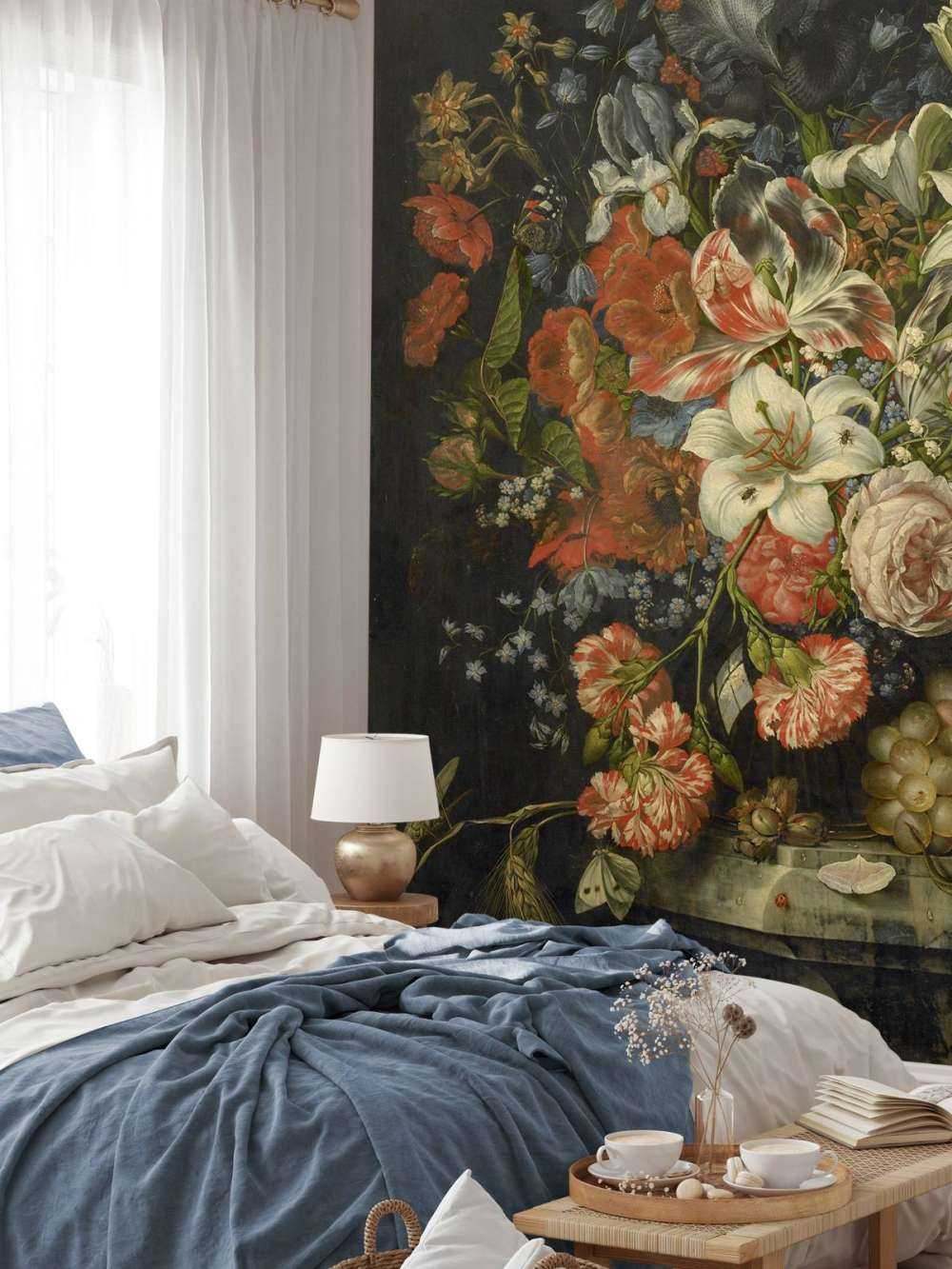 Martwa natura z kwiatami i owocami