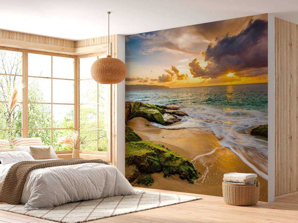 Piękny hawajski zachód słońca