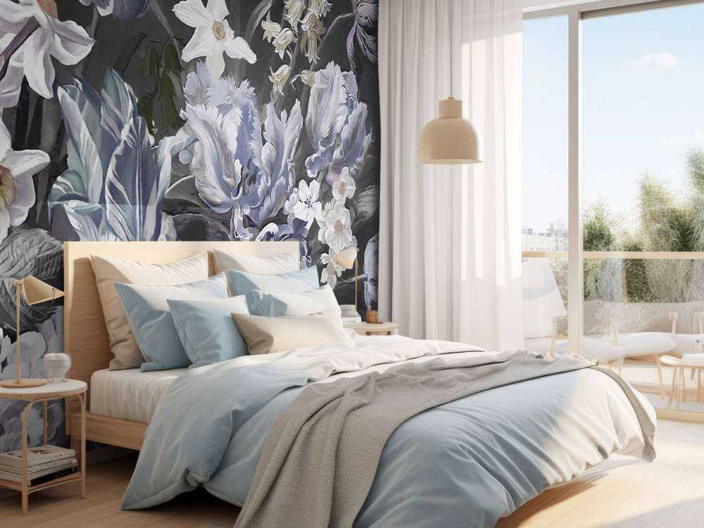 Bukiet z niebieskimi piwoniami