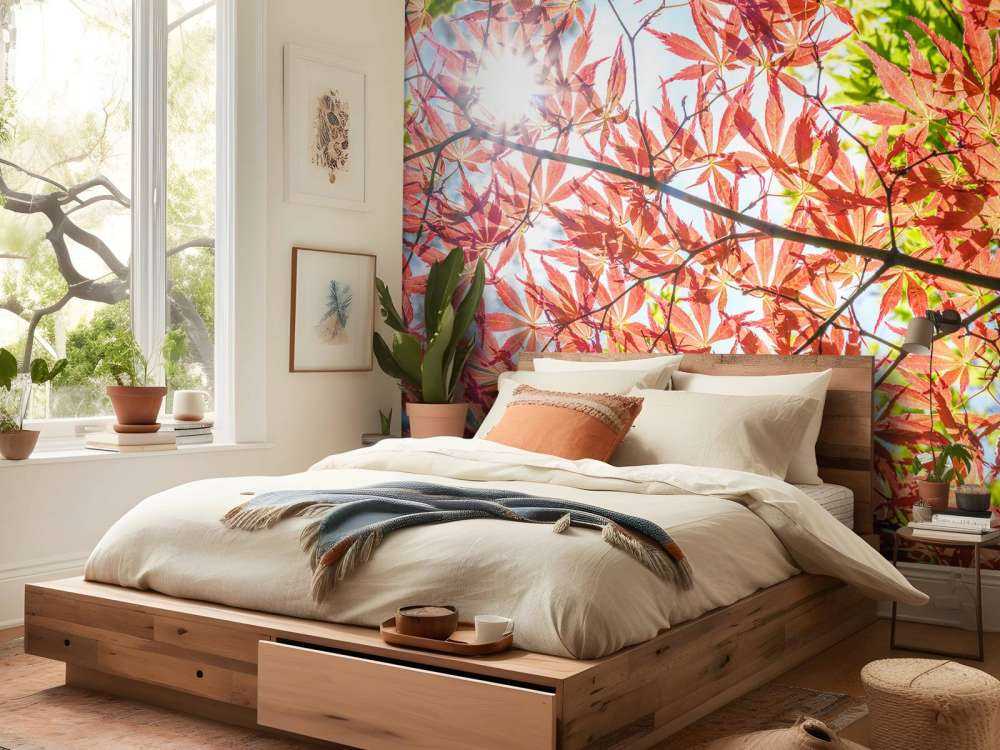 Czerwone jesienne liście