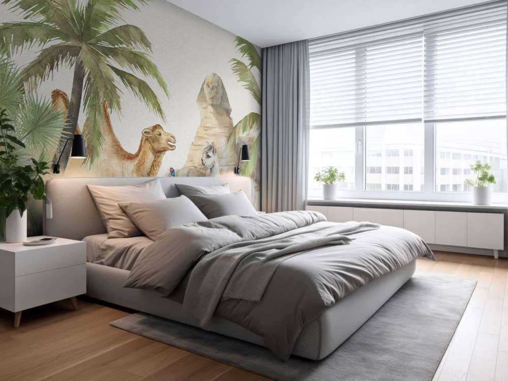 Wielbłąd i alpaka na pustyni