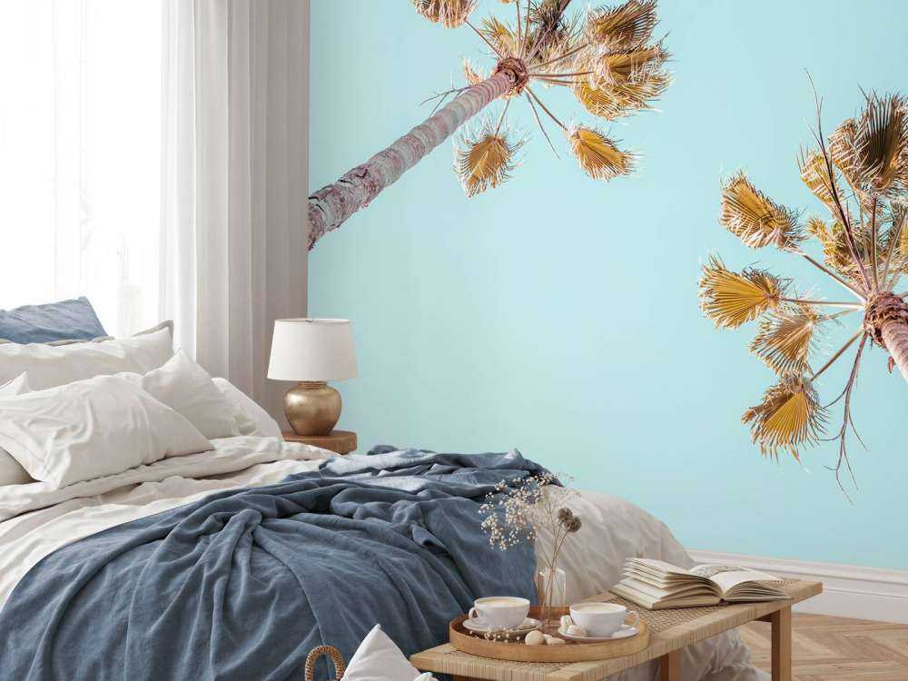 Palmy z niebieskim niebem