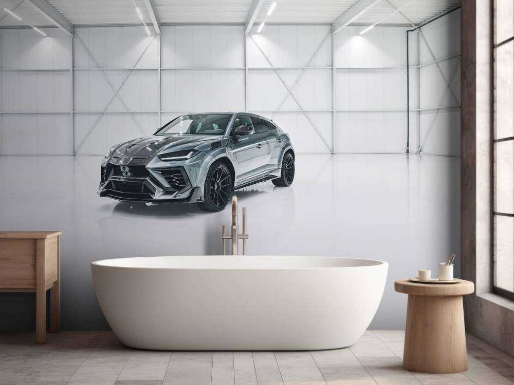 Lamborghini w białej hali