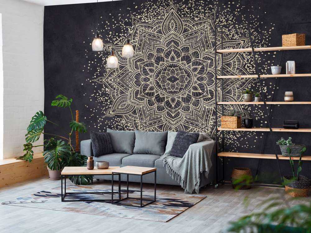 Golden Sparkling Mandala - ciemny granatowy