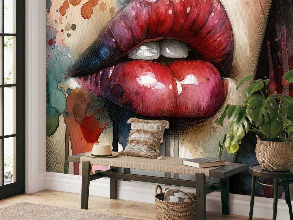 Usta kobiety akwarela #1