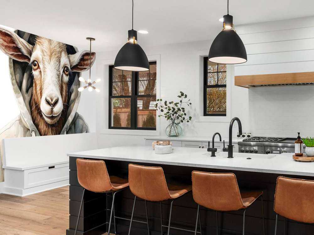 Akwarelowy rysunkowy kozioł w bluzie z kapturem