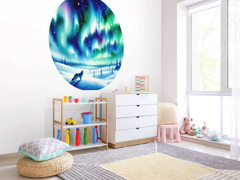 Lis polarny i zorza polarna