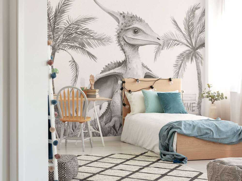 Młody pteranodon w beżowej dżungli