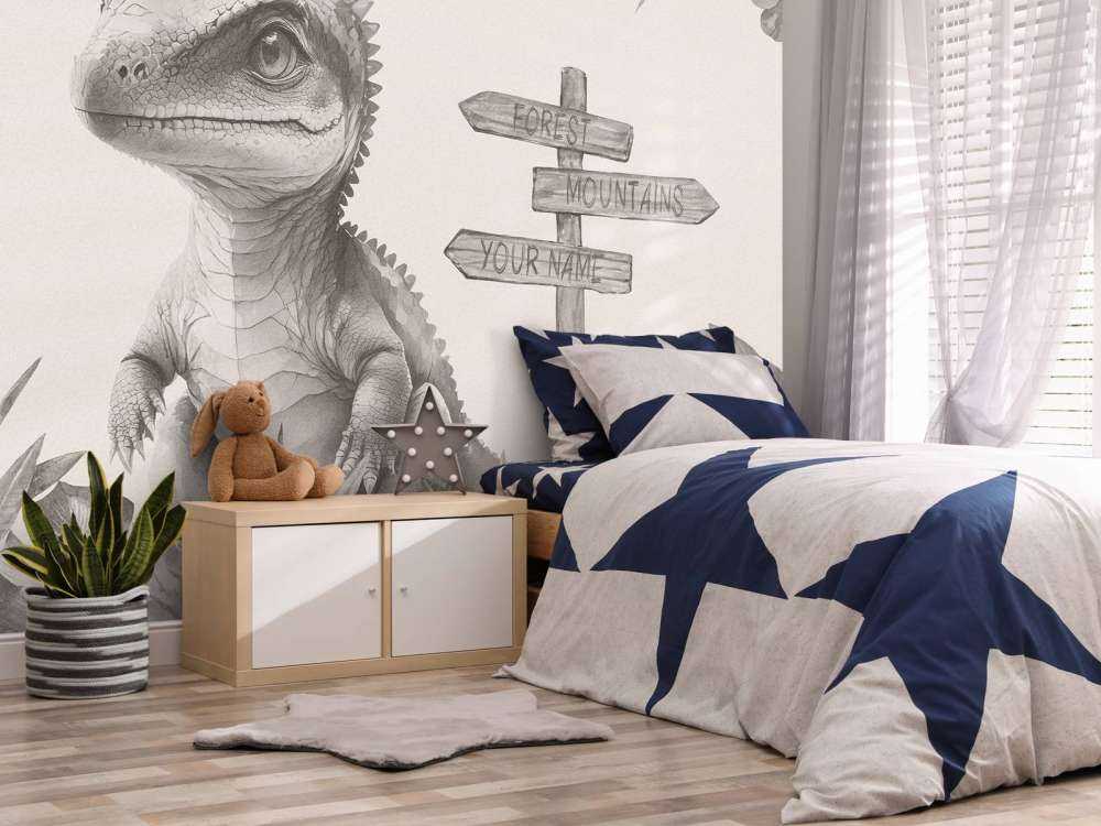 Młody spinozaur w beżowej dżungli