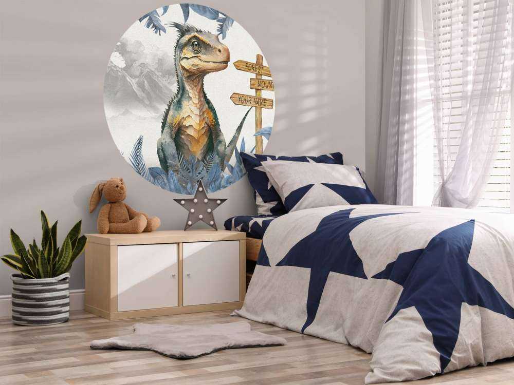 Młody velociraptor w niebieskiej dżungli