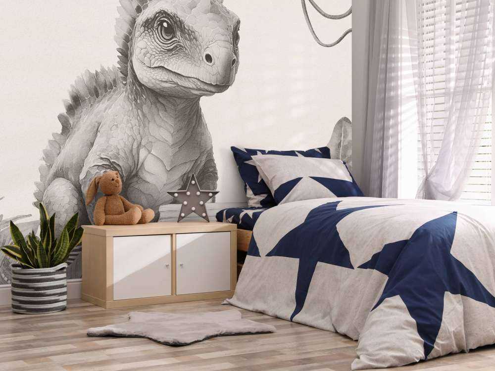 Młody ankylozaur w beżowej dżungli