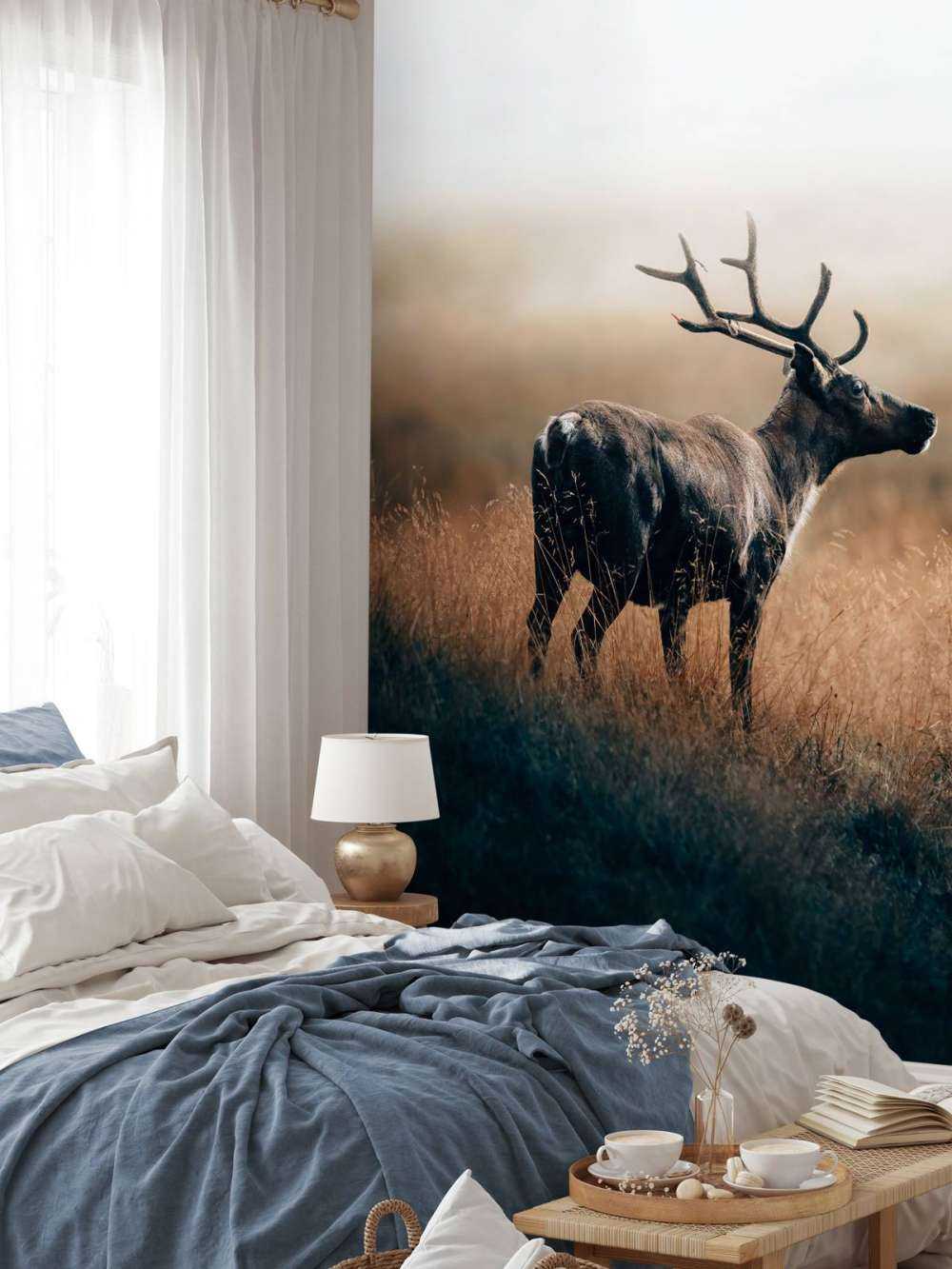 Renifer w wysokiej trawie