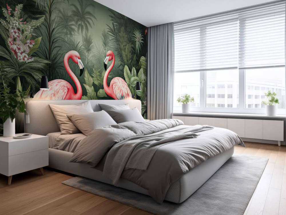 Kwiatowa oaza flamingów