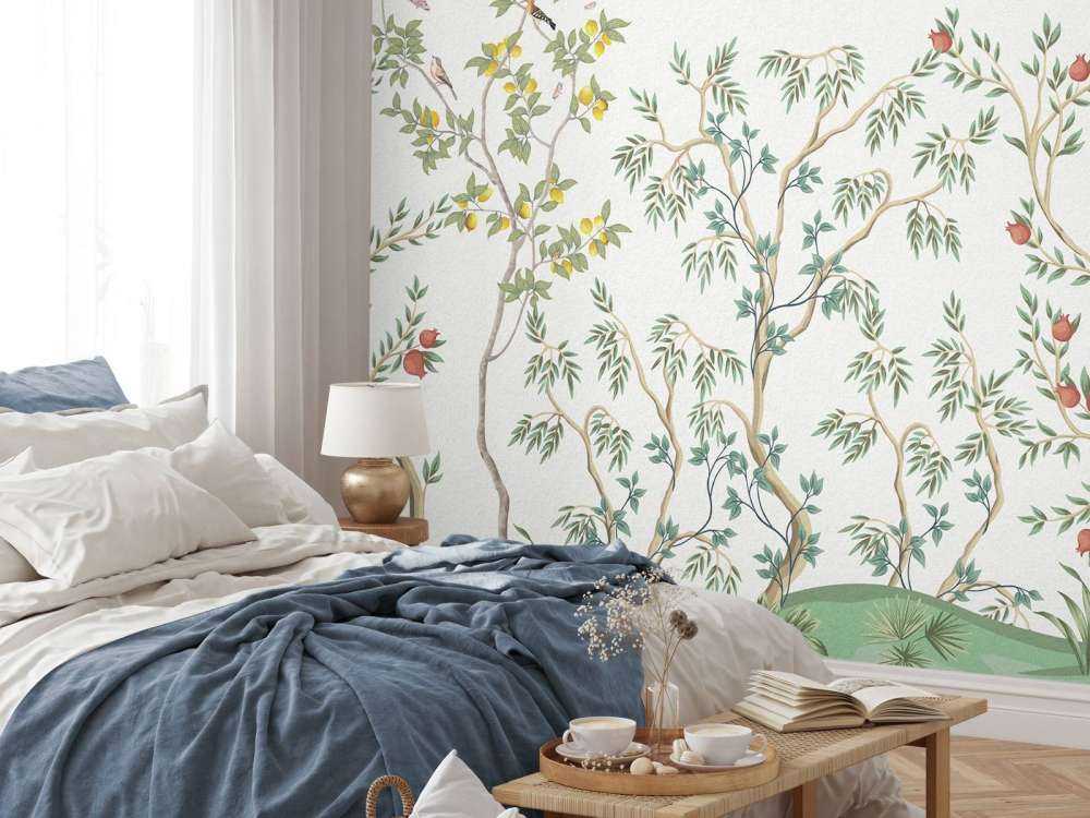 Krajobraz z drzewami owocowymi