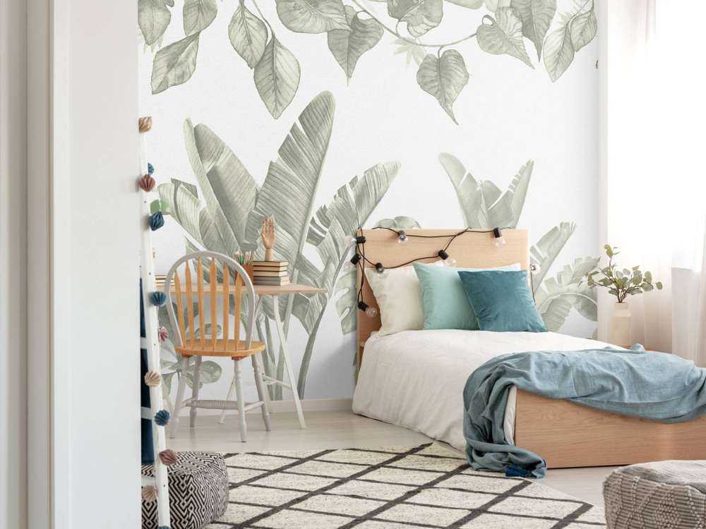 Liście dżungli w kolorze zielonym