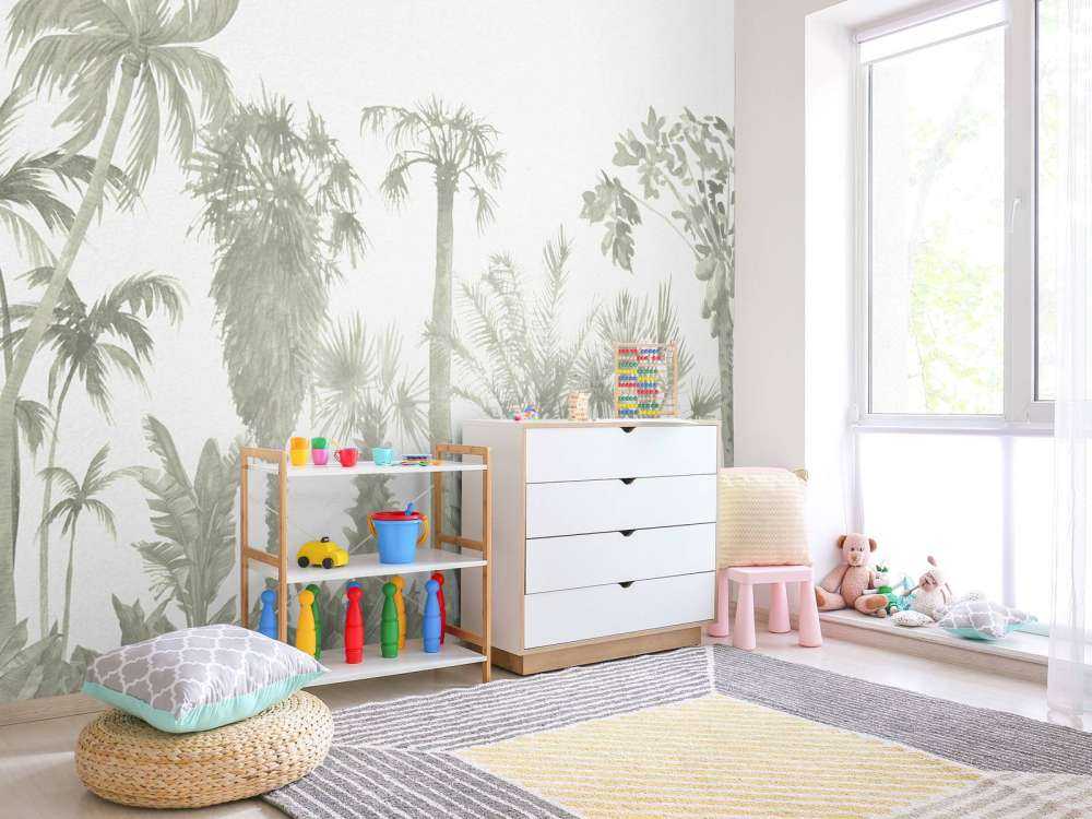 Motyw dżungli w kolorze zielonym