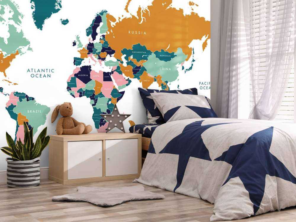 Mapa świata z oceanicznymi zwierzętami